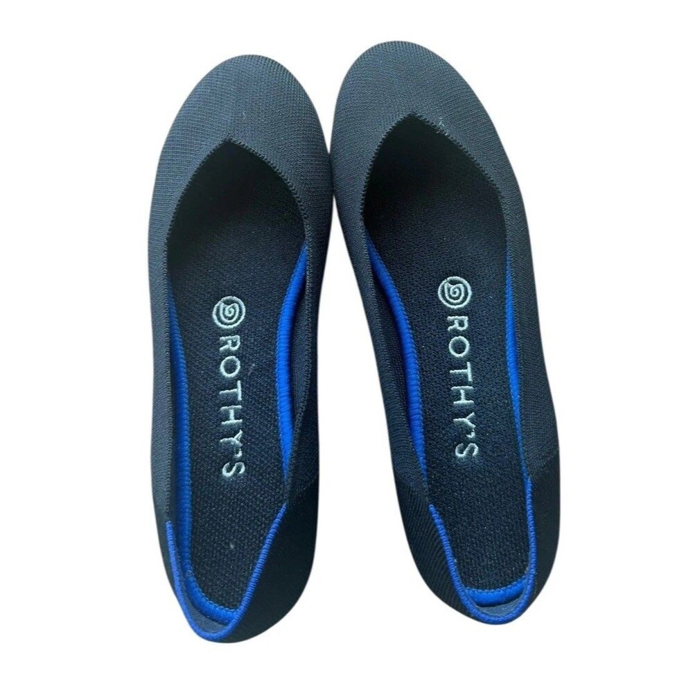 New Rothy’s The Flat Women’s Size 8 Maritime Black Blue Round Toe Ballet Shoes